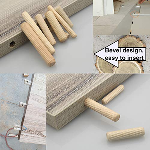smseace 230Pcs Wooden Dowel Pins 1/4inch 5/16inch 3/8inch, Fluted Wood Dowels Rods for Crafts, Furniture, DIY Manual - size: 230Pcs - 4 Sizes