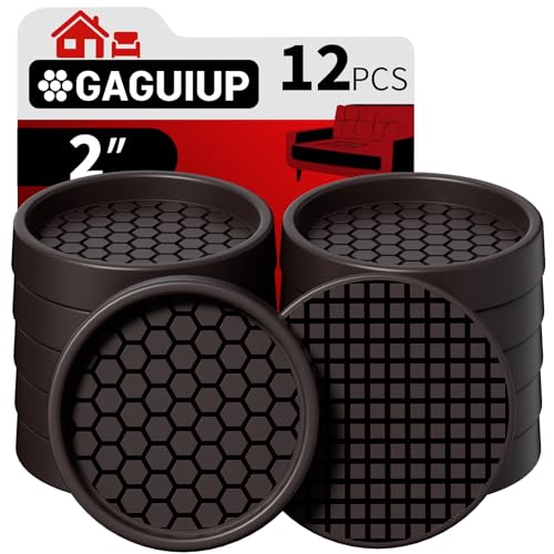 Non Slip Furniture Pads - 2" Anti Skid Caster Cups, 12PCS Round Furniture Coasters for Hardwood Floors, Anti Slide Furniture Cup Bed Couch Floor Protectors,Furniture Stoppers to Prevent Sliding(Brown) | Furniture Stoppers to Prevent Sliding, Anti Slip Fur