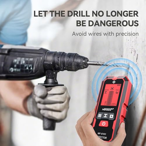 NOYAFA Stud Finder Wall Scanner,5-in-1High Precision Stud Finder for Wood AC Live Wire Metal Magnetic Studs Detection, HD LCD Display, Automatic Calibration, Audio Alarm, IP54 Waterproof