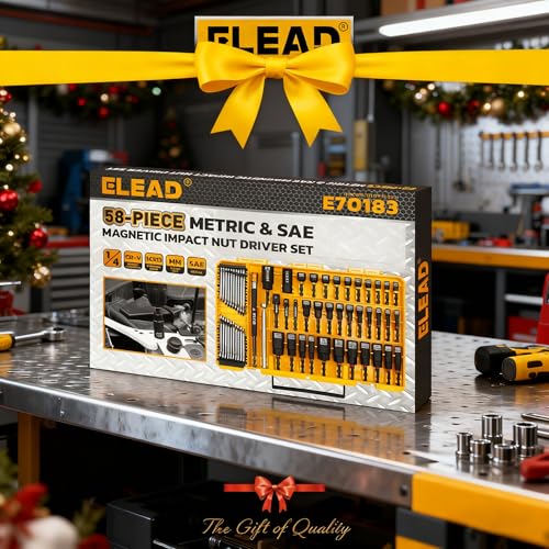 58-Piece Magnetic Impact Nut Driver Set, Metric & SAE Mini Combination Wrench Set, Impact Socket Adapter, 3LBS Magnetic Pickup Tool, Wing Nut Driver, Universal Socket, 1/4'' Quick-change Bit Extension - style: 58-Piece New Version