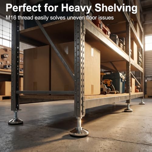 Heavy Duty Leveling Screw Leg,Leg Leveler 3.14" Dia Base,Adjustable Leveling feet M16 Thread, 2600 Lb Capacity,Capacity for Workbench, Machine, Cabinet, (D80xM16x100,4 Pcs,Black) - size: D80xM16x100,4 Pcs