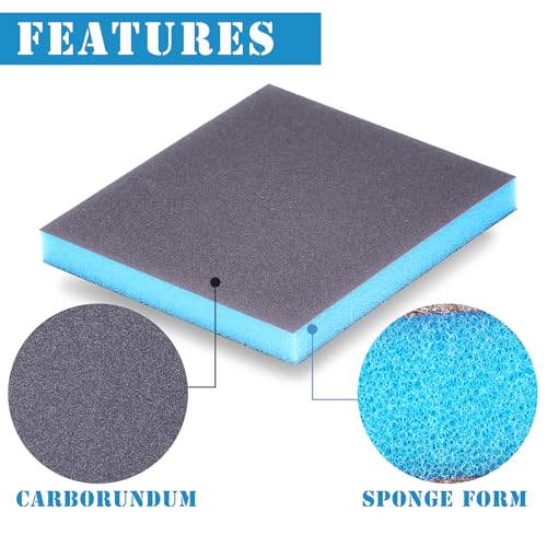 16Pcs 180 Grit Sanding Sponge, Jamiikury Sanding Blocks Washable and Reusable, Wet Dry Sandpaper Sponge for Wood Metal Furniture Paint and Drywall - size: 180 Grits