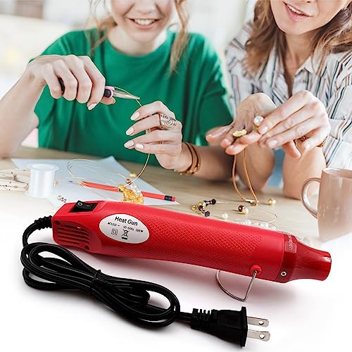 Heat Gun, Mini Hot Air Gun for DIY Crafts Portable Heat Air Gun Tool for Embossing Shrink Wrapping Drying Paint - color: Red