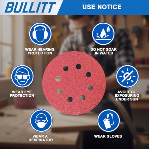 90Pcs 5" 8-Hole Zirconia Sanding Discs, 40-400 Mixed Grit Hook & Loop Discs