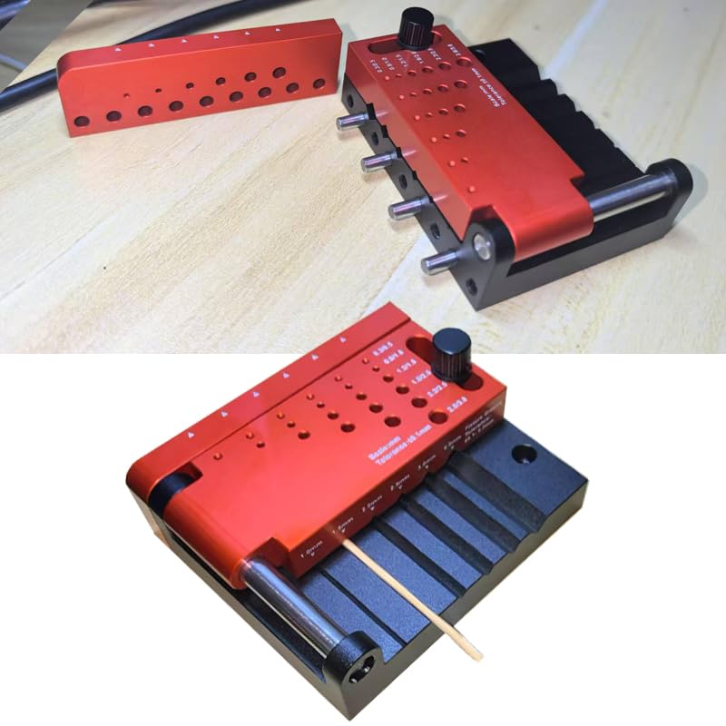 Round Rod Center Locator Drill Guide Jig,Dowel Jig Kit Drill Guide Self Centering Jig Adjustment Punching Hole for Model Building Tool, Figure DIY Modification,Crafts on Glue Sticks