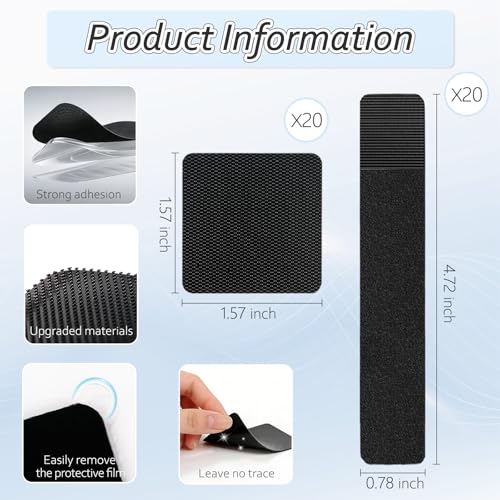 Cable Management Under Desk Detachable Cable Straps, Black, 20 Pack - color: Black