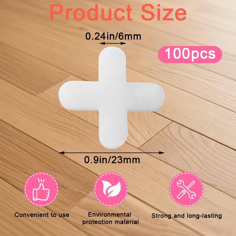 100 Pcs Tile Spacers,Tile Wedges,1/4 Inch (6mm) Plastic Tile Spacers for Wall & Floor, Ceramic Tile and Stone Installation, Tile Leveling Clips for Even Spacing