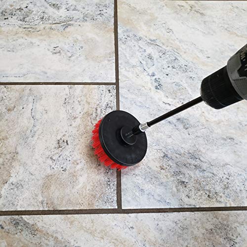 Drill Brush Attachment Set Three Brushes| Bring It On Power Scrubber Brush Cleaning Kit | Plus 6 Inch Extension, Use On Grout, Cars, Bathroom Surfaces, Tile, Baseboard, Shower and Tubs