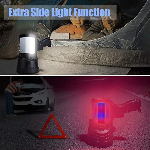 YIERBLUE Rechargeable Spotlight, Super Bright 2000000 High Lumen LED Handheld Spotlight Long Lasting Large Flashlight Searchlight and Flood Camping Flashlight with Foldable Tripod - color: Silver