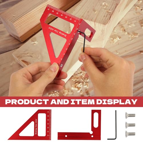 3D Multi-Angle Measuring Ruler, 45/90 Degree Aluminum Alloy Carpenter Square & Miter Triangle Ruler, High Precision Woodworking Protractor Tools for Engineers, Carpenters & Construction Professionals