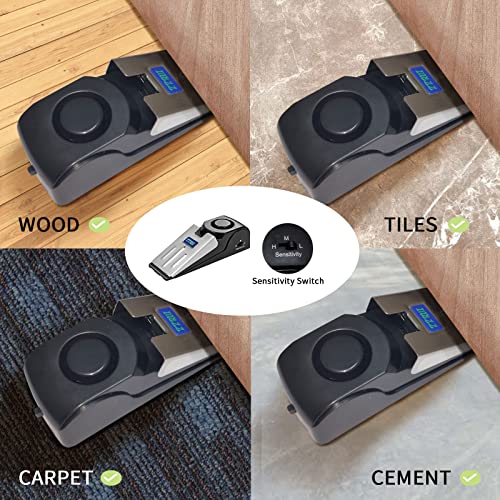 ZZRUI Door Stop Alarm with 120dB Siren, 4 Pack Portable Security Door Stopper Wedge Alarm for Travel, Home, Apartment, Dorm, Hotel, Entry Alert Safety Device for Women & Kids - size: 4 Pack