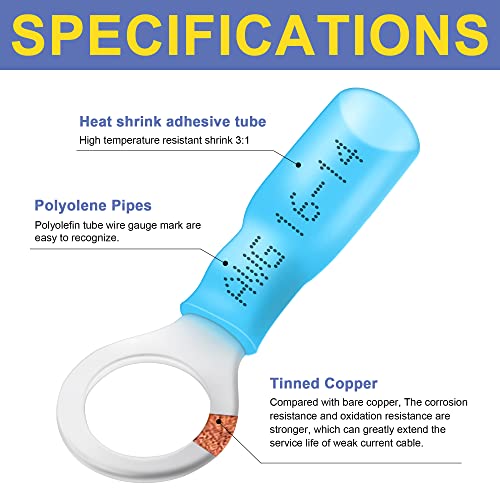haisstronica 680PCS Heat Shrink Wire Connectors, 16-14 AWG, Blue 11 Sizes - size: 680