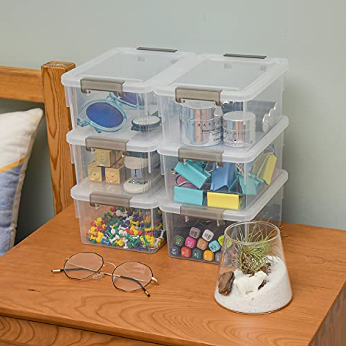 Citylife 6Packs 1.3Qt Small Storage Bins with Lids,Stackable Clear - color: Clear White, size: 1.3 QT(6 Pack)