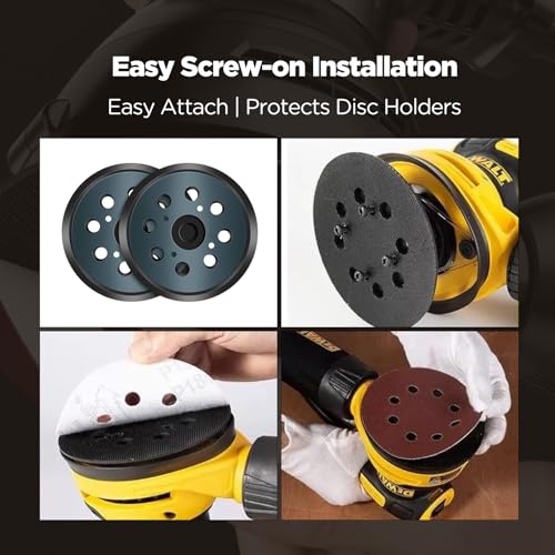 2-Pack 5 Inch Orbital Sander Replacement Pads, 8-Hole Hook & Loop Design with 4 Screw Holes, Compatible with Random Orbital Sanders(LPOS-01)