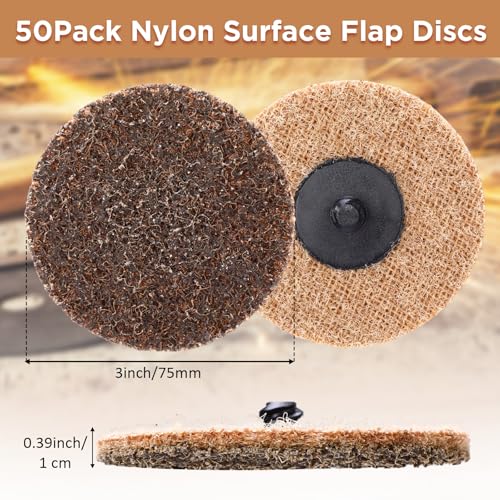 50 Pcs 3 Inch Sanding Discs Khaki Quick Change Sanding Discs | Nylon Surface Conditioning Grinder Wheels for Angle Grinder, Stock and Rust Removal, Grinding, Deburring - color: Khaki, size: 3 Inch