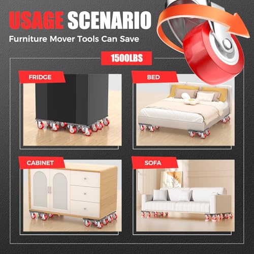 Kavlium Heavy Duty Furniture Dolly,5-Wheel Furniture Movers,5.3 Inch - color: Red, size: 5.3in