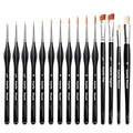 Miniature Brushes, Aoartix 15 Pcs Dry Detail Paint Brush, Triangular Handle - color: Black