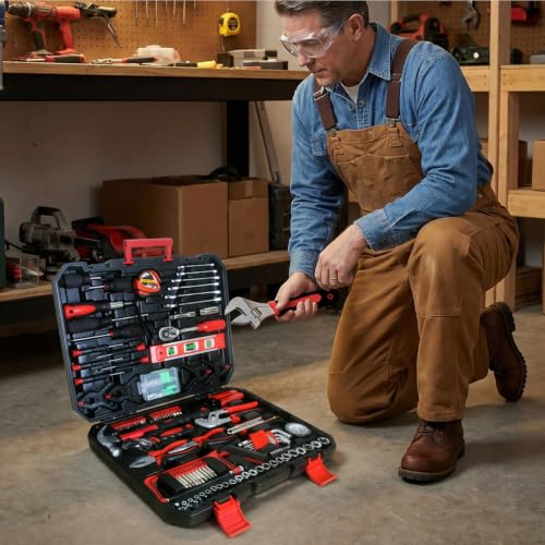 238PCS Tool Set, Complete Home Maintenance Tool Kit, General Mechanic Hand Tool Set with Portable Tool Box, Basic Household Repair Tool Set for Home Garage DIY Projects & Daily Maintenance - color: 238pcs - Black