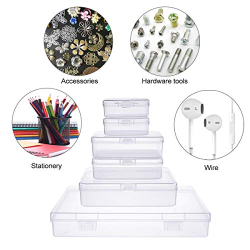 24 Pieces Mixed Sizes Rectangular Empty Mini Clear Plastic Organizer Box - size: 4 Sizes
