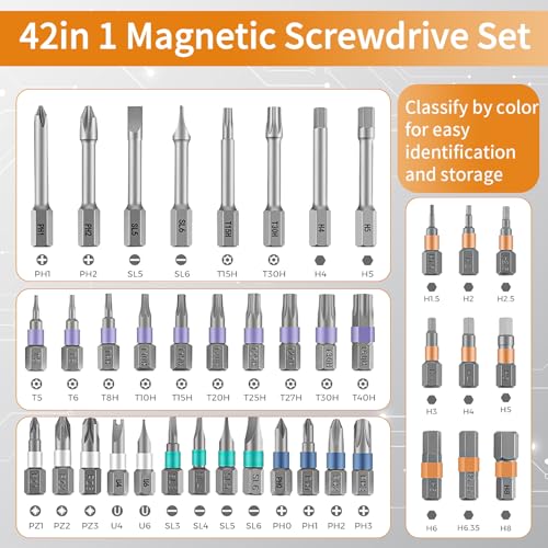 42 in 1 Magnetic Ratchet Screwdriver Set, Multi Bit DIY Magnetic Screwdriver Set with Detachable Ratchet Handle, Portable Precision Repair Tool Kit for Furniture, Electronics, Bicycle New Tools 2026 - size: 42 in 1