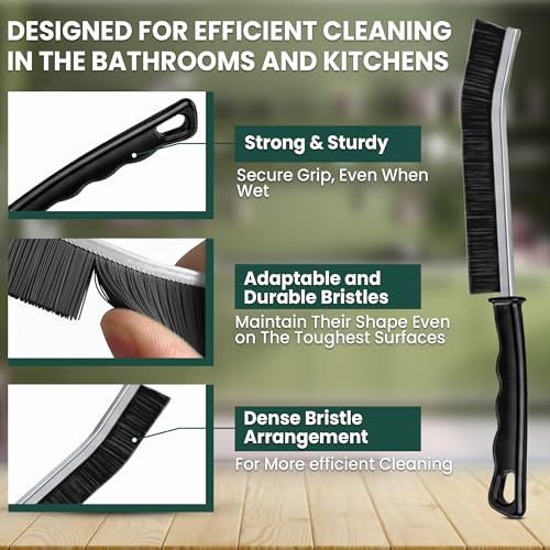 Crevice Cleaning Brush Set 3Pcs Hard Bristle Tools for Narrow Spaces