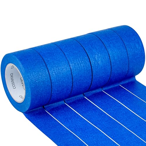 COSIMIXO Blue Painters Tape 1.88 in x 60 Yds, 6 Rolls Pack – Professional Grade Blue Masking Tape for Painting, Protects Surfaces & Residue-Free Removal, Multi-Surface Use on Wall Painting, Labeling - size: Blue 1.88 in x 60 yds 6-Pack