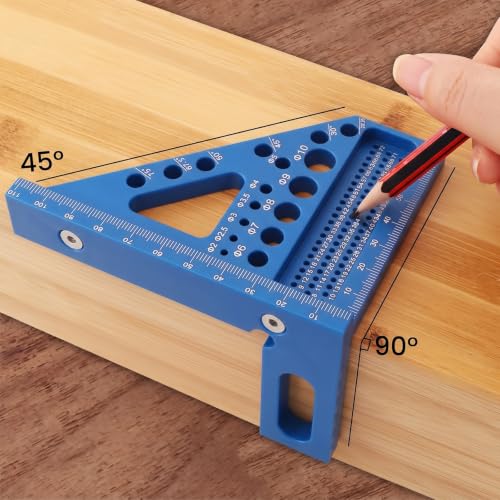 3D Multi-Angle Carpenter Square, 45/90 Plastic Layout Ruler, Blue - color: Blue
