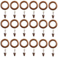 50 Pieces Natural Rosewood Wooden Curtain Rod Rings with Clips | 2 Inch Outer Diameter, 1.25 Inch Inner Dia | Fits 1 Inch Rod | Drapery Curtain Rings - size: 1.25 INCH Inner Dia