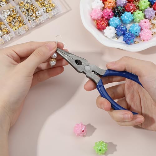 15 Pcs Mini Needle Nose Pliers, 4.7" Spring Loaded Thin Needle Nose Plier Small Plier with Wire Cutters for DIY Crafts Jewelry Making Tiny Project
