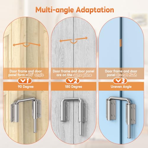 Upgraded Sliding Door Loop Lock, Gate Latches, Silver - color: Silver-1PC