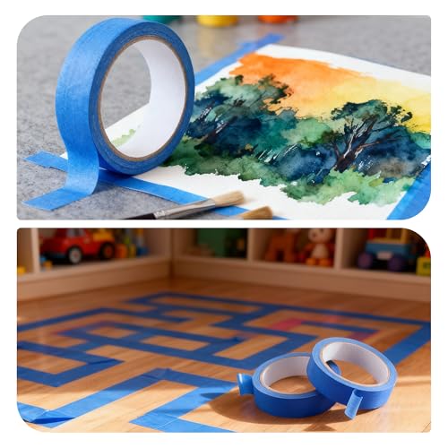 Lichamp 1 inch Blue Painters Tape Blue Masking Paper