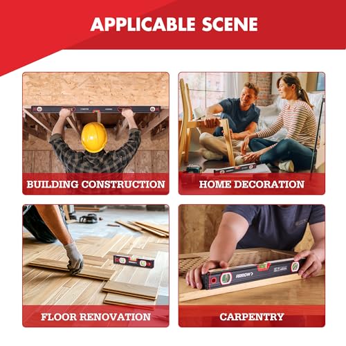 ARROW 3-Piece Spirit Level Set Included 9"/16"/48" Level with Carrying Bag - size: 3-Piece Set (9", 16", 48")