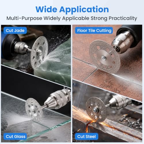25 Pack 545 Diamond Cutting Wheel Cut | Off Discs Coated (22mm) 402 Mandrel (3mm) 4pack and for Rotary Cutting Wheel Set Accessories Screwdriver - color: Silver 8-hole