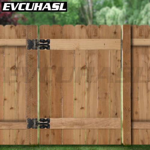 Self Closing Gate Hinges Heavy Duty for Vinyl/Wooden Fence Gates, 90 Degree Adjustable Gate Door Hinges Hardware Kit with Swing Adjuster Tool and Self-Tapping Screws, 2 Pack, Non-Weld Black Finish