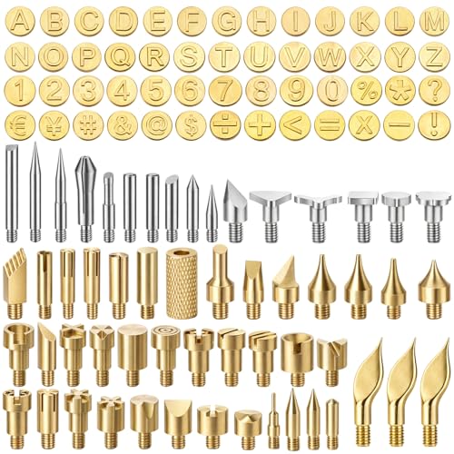 AOZUO 109 Pcs Wood Burning Tips, Wood Burning Tip Set Including Woods Burnings Letters Numbers Symbol Woods Burnings Tip for Wooden Burner DIY Embossing Wooden Burn Carving Crafts