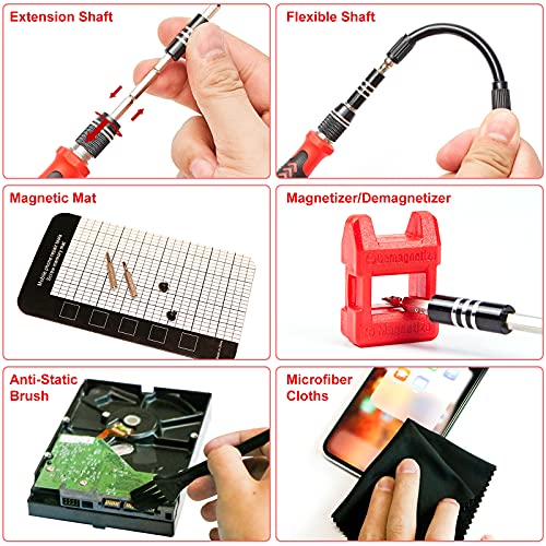 STREBITO Small Precision Screwdriver Set 124-Piece Electronics Tool Kit | 101 Precision Bits, Magnetic Screwdriver Set for Computer, Laptop, Cell Phone, PC, MacBook, iPhone, PS4, PS5, Xbox Repair - color: Red