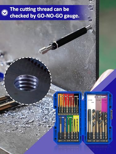 JEFE HEX 20pcs Hex Shank Drill and Tap Set, W4 HSS, Quick Change Tap Set and Drill Bit for Metal, Combination of Drill and Tap Set for Impact Driver, Thread Tap Set from 6-32 UNC to 1/2"-13 UNC - size: 6-32 UNC to 1/2"-13 UNC Drill & Tap (20 pcs)