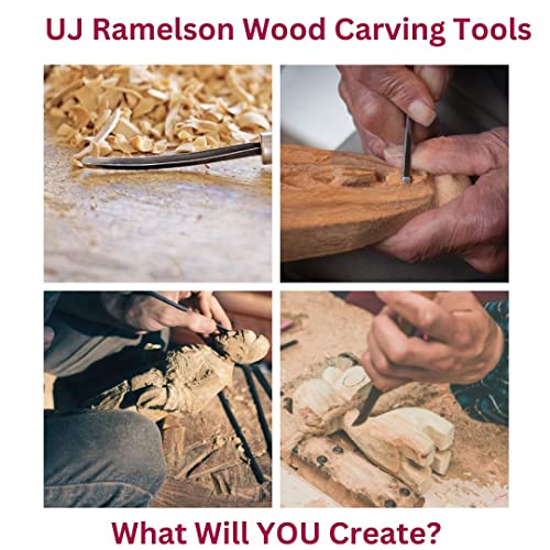 UJ Ramelson Premium Wood Carving Tools Set - Razor Sharp Woodworking Tools That Are Made In the USA - Wood Carving Set Features 4 Essential Components of a Wood Carving Kit for Beginners