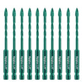 10PC Green 3mm Masonry Drill Bits, 1/8” Concrete Drill Bit Set for Tile,Brick, Plastic and Wood,Tungsten Carbide Tip Best for Wall Mirror and Ceramic Tile. - size: 1/8 in