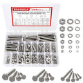 Metric Bolt Assortment, 244PCS M3 M4 M5 M6 M8 M10 Hex Bolts and Nuts Kit, 10-50mm Stainless Steel Bolts and Nuts Kit, Flat Hex Head Screws Bolts Nuts, Lock and Flat Gasket Washers Assortment Kit - size: A. M3 M4 M5 M6 M8 M10