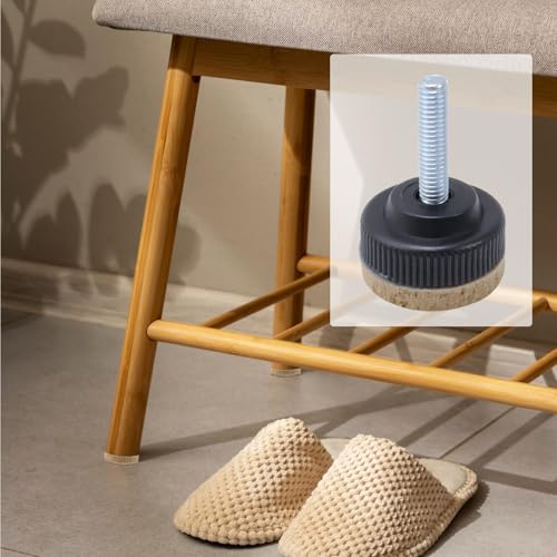 10pcs Felt Base Plastic Furniture Legs with M6x25mm Bolt Screw-on Chair Table Feet (Diameter 1.2-Inch) - size: 1.18"/30mm