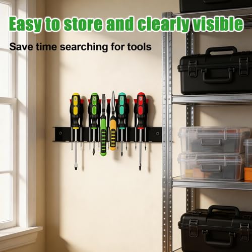 12.6" Wall-Mounted Screwdriver Holder, Metal Pliers Holder, 23 Holes Multi-Purpose Tool Organiser, Hand Tool Organiser, Suitable for garages, workshops, storage sheds & workbenches