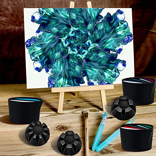 Baderke 6 Pieces Pour Painting Supplies Split Cups for Paint Pouring Acrylic Silicone Resin Flower Acrylic Leaky Fluid Mixing Cups 3/4/5 Channels Dividers Art Accessories Crafts DIY Drawing Tools