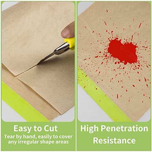 Tangibay Pre-Taped Masking Paper for Painting - 18 inch x 50 feet Tape and Drape Painters Paper, Paint Adhesive Protective Paper Roll for Covering Skirting, Frames, Cars and Auto Body (3 Rolls) - size: 3 Rolls: 18"