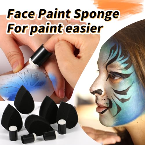 Depvision Face Paint Brushes Set 12 Pcs Face Painting Brushes and Sponges Set Professional Paint Brushes for Body Art Painting Acrylic Oil Watercolor Artist Paintbrush for Halloween Cosplay with Case