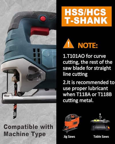 BGTEC 50PCS T Shank Jigsaw Blades Set - HCS/HSS Jig Saw Blades - size: T119B-T244D, style: 50 PCS