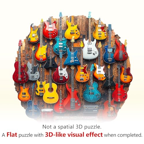 Wooden Puzzle for Adults-Guitar Wall Wood Jigsaw Puzzle-M-205 PCS - color: Guitar Wall, size: Medium