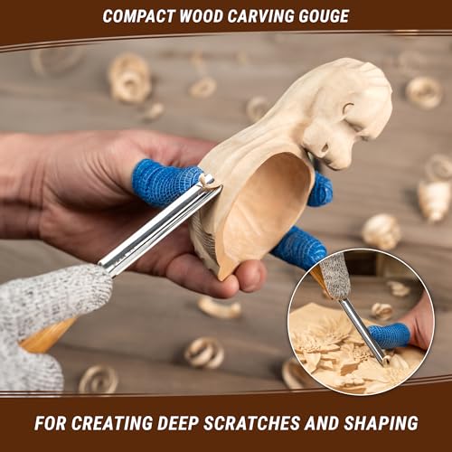 BeaverCraft Wood Carving Gouge K9/10 Woodworking Hand Chisel Compact Wood Carving Knife for Beginners and Profi
