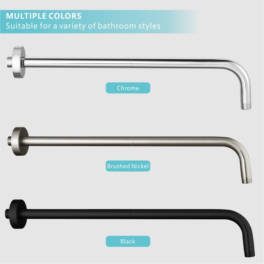 Shower Arm with Flange, 24 Inches Wall Mount Replacement Extension Showerhead Arm For Fixed Shower Head, Matte Black - color: Matte Black, style: 24 Inch