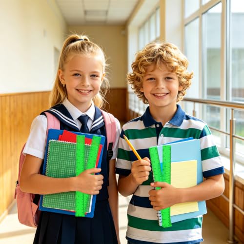 36 Pack 12" Clear Green Plastic Rulers, Back to School Measuring Supplies - color: Green